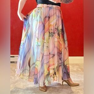 Afibi multicolor chiffon maxi skirt